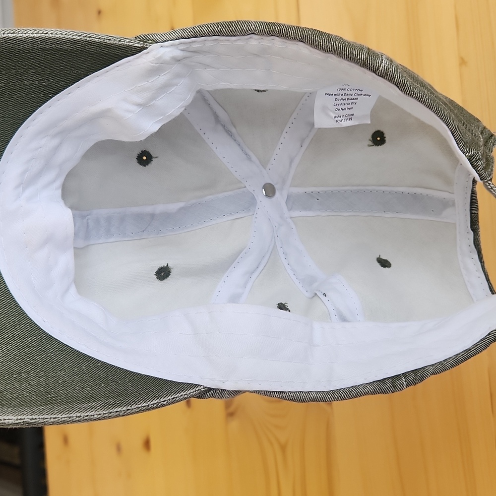 Distressed Olive Green Dry Shampoo Embroidered Baseball Cap - Picture 7 of 9
